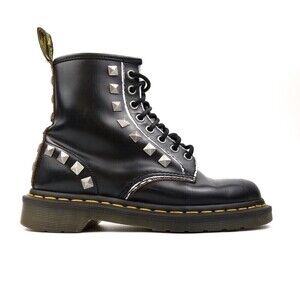 RARE Dr. Martens Studded Black Rolled Vintage Smooth High Top Boots Women's 6